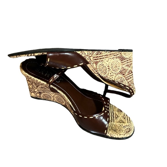 Wedge Sandals. Brown Leather Franco Sarto size 7.5 like new! - Picture 4 of 14
